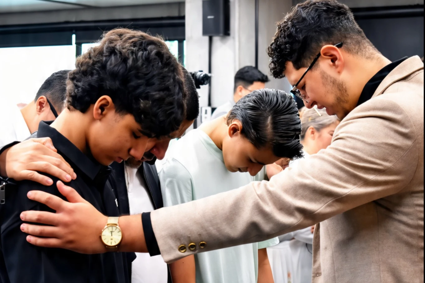 Un momento de oración y acompañamiento entre jóvenes